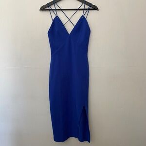 Topshop Blue V-Neck Midi Dress